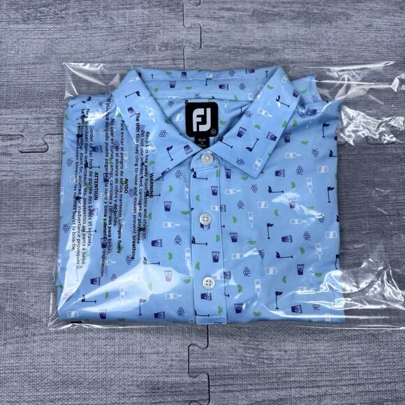 FootJoy University Club Baton Rouge Men's Sz XL Blue AOP Golf Polo Shirt PREPPY - Picture 12 of 13